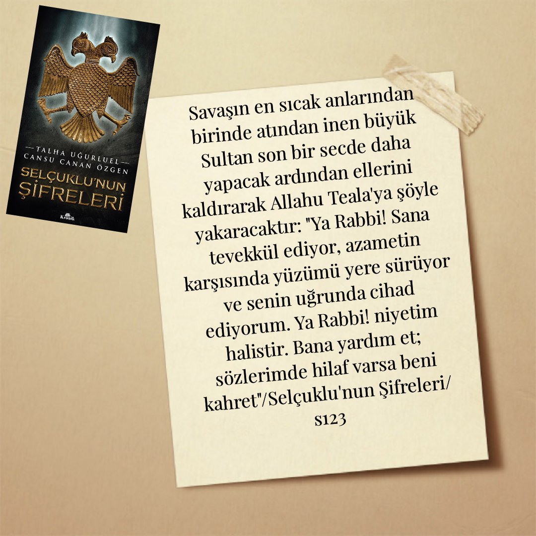 Malazgirt Savaşı'nın en sıcak anında Sultan Alp Arslan'ın Allah-u Teala'ya müthiş yakarışı: m.kitapyurdu.com/index.php?rout…