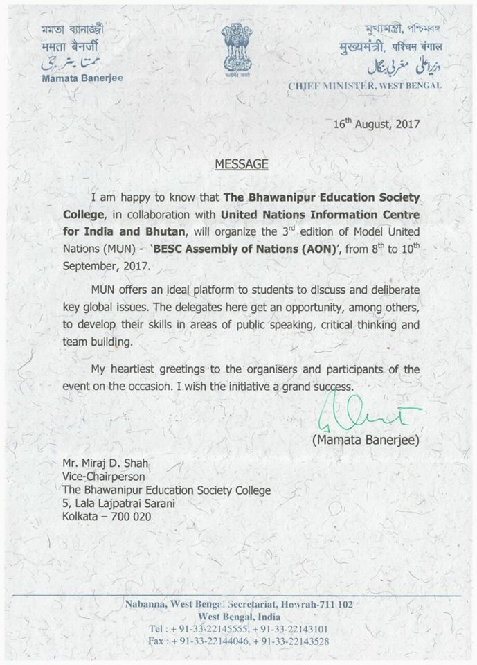 bescaon's tweet photo. Smt. Mamata Banerjee, Hon'ble CM of West Bengal has wished BESC Assembly of Nations a huge success. #RisethisFall
@MamataOfficial https://t.co/3t5poHM1Ng