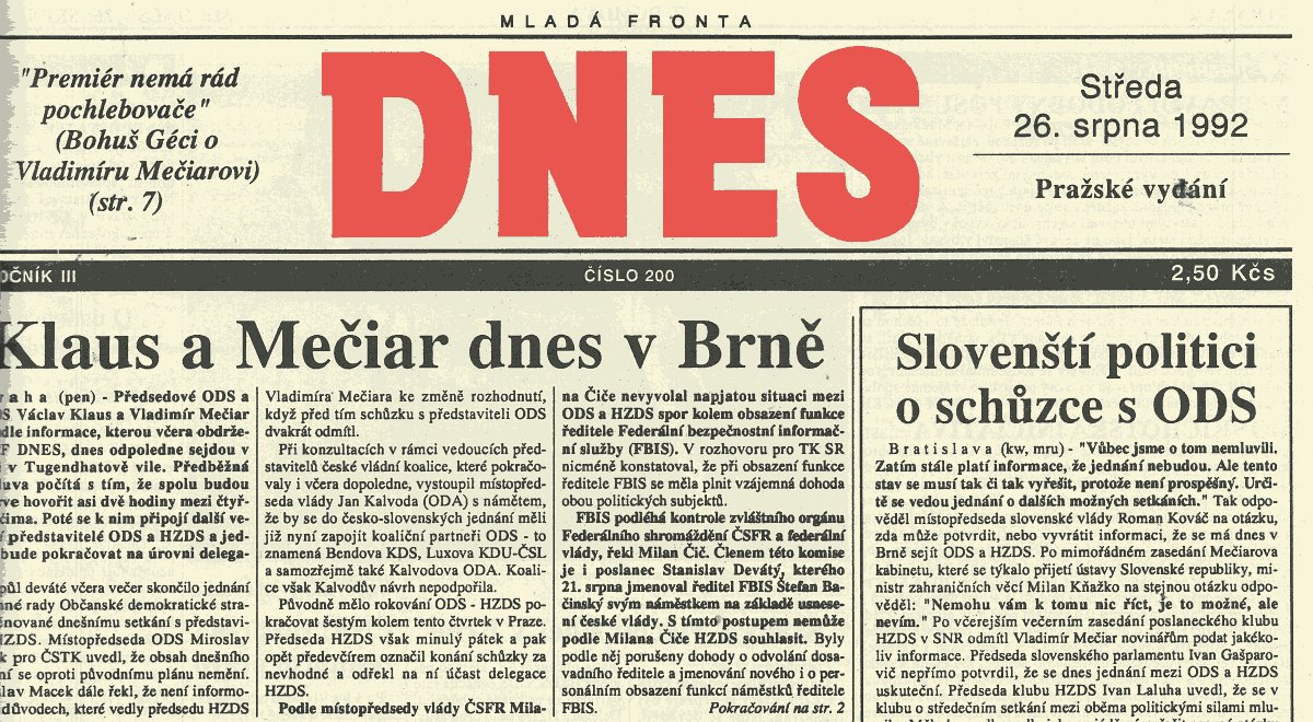 Znovu89's tweet photo. Včera ještě politici dost mlžili, ale právě teď spolu Klaus a Mečiar jednají ve vile Tugendhat v Brně. #KonecCeskoslovenska #mfd92 https://t.co/5t1O7fiyVL