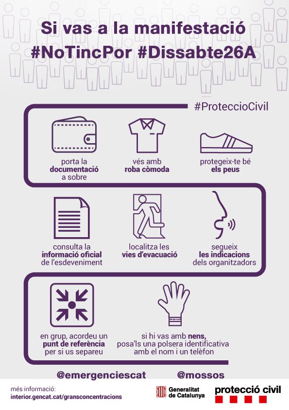 112's tweet photo. RECORDA a manifestació #NoTincPor recomanem NO dur motxilla. Si es perd o sembla desatesa, pot generar confusió. 
Si la dus, sempre amb tu! https://t.co/W01R4kYJs9