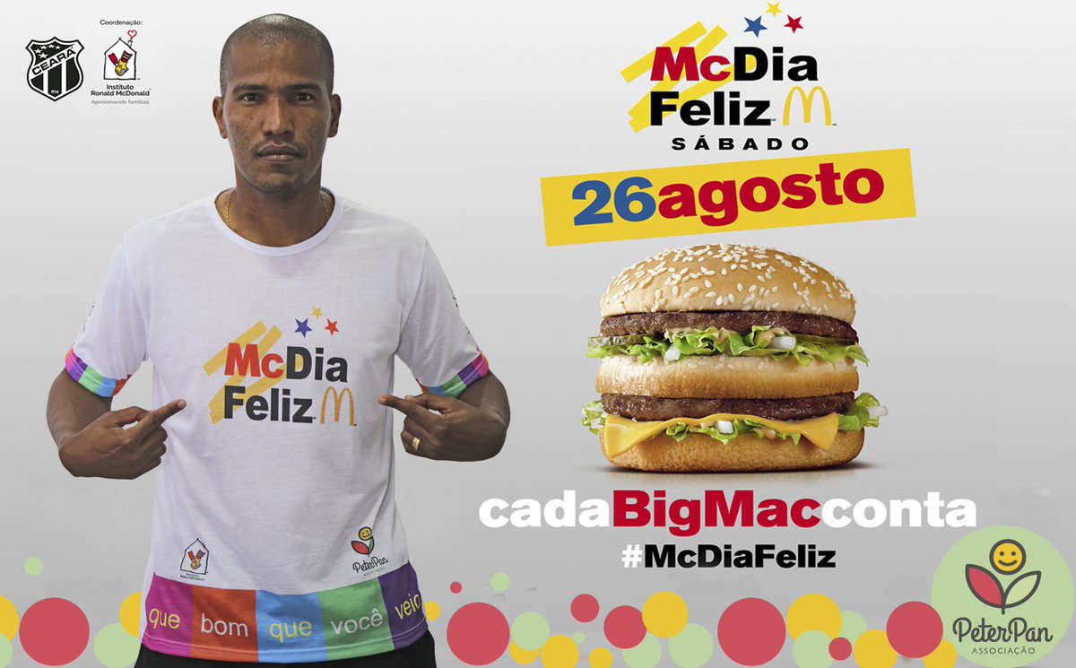 CearaSC's tweet photo. É hoje, hein?! Participe do Mc Dia Feliz e ajude a Associação Peter Pan. Transforme o sorriso de crianças com câncer. 😇🙏🙌🏴🏳️ #McDiaFeliz https://t.co/Emekj6lHbp
