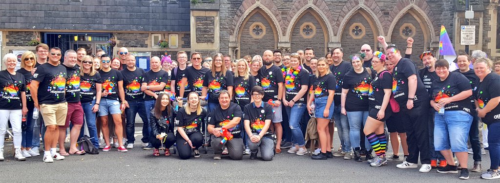 Colleagues are out in force for today's #pridecymru parade. Look out for our Bursting With Pride van!