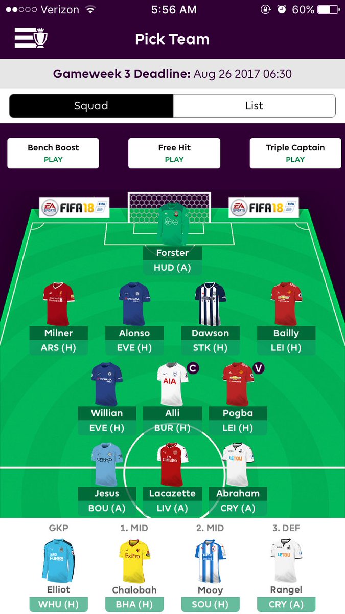 efay9's tweet photo. Gameweek 3 lineup! #fpl #ffscomm #fplcomm https://t.co/125GN3HLYL