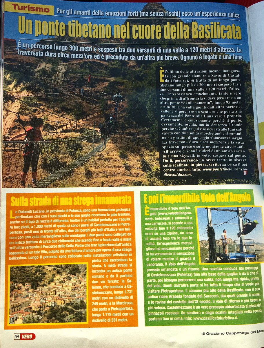 volodell_angelo's tweet photo. #basilicata Ai piedi delle #dolomitilucane il fascino di #Castelmezzano e #Pietrapertosa: in edicola sul settimanale #Vero #weekendconnoi https://t.co/V5efxCLdqO