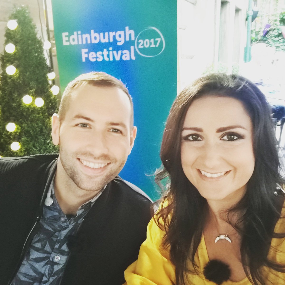 TVZaraJ's tweet photo. Presenting @edinburghfestival2017 on @wearestv2 with @davidj_farrell on Thursday. Thanks to our team. #tv  #presenter #bts #catchfeels https://t.co/bmgXM9uT21