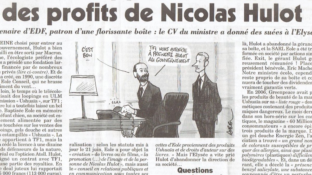 EnModeMacaron's tweet photo. Partenaire d'EDF, écologiste vendant des gels douches chimiques touchant 50.000 euros par mois: le CV de Hulot a posé problème à Macron... https://t.co/BYqe0E7KKy