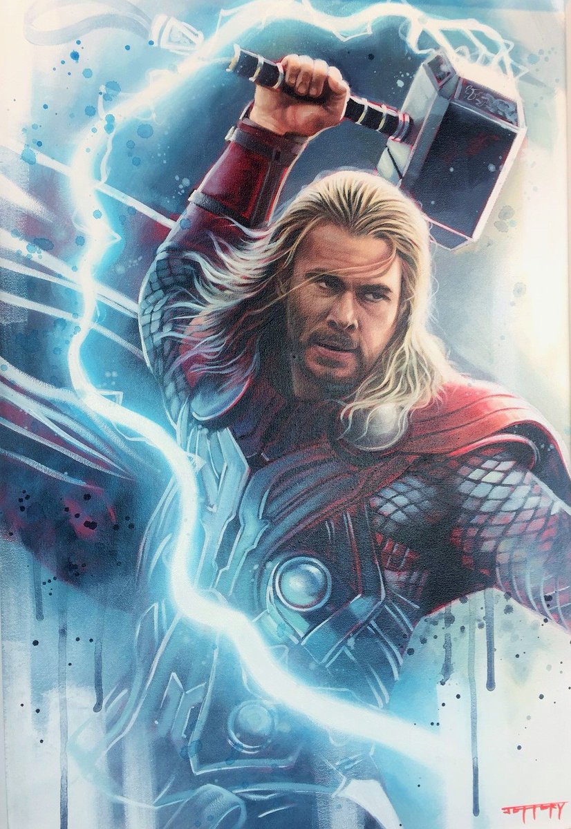 Artisan_FineArt's tweet photo. Thor by @BenFJeffery making a striking impression in the gallery!! @bucksfineart @TheRealStanLee https://t.co/QG4JQQ706f
