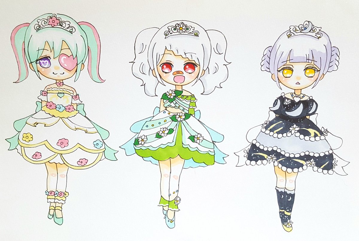 트위터의 ため息製作所 님 スプリングドリームパレードコーデの白 サマードリームパレードコーデの白 緑 オータムドリームパレードコーデの黒 プリパラリクエスト