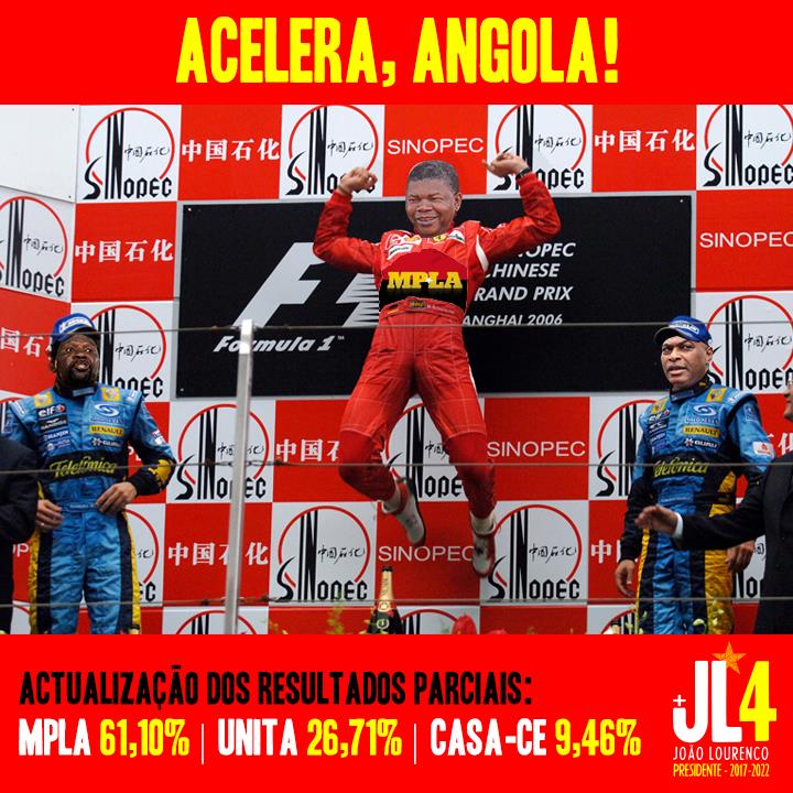 eusoujoaol's tweet photo. AGORA, ACELERA, ANGOLA!
João Lourenço a ganhar com alguns quilômetros de vantagem :) 
Partilha esta actualização! :) #EquipaJLPresidente https://t.co/eySlRXvzbS