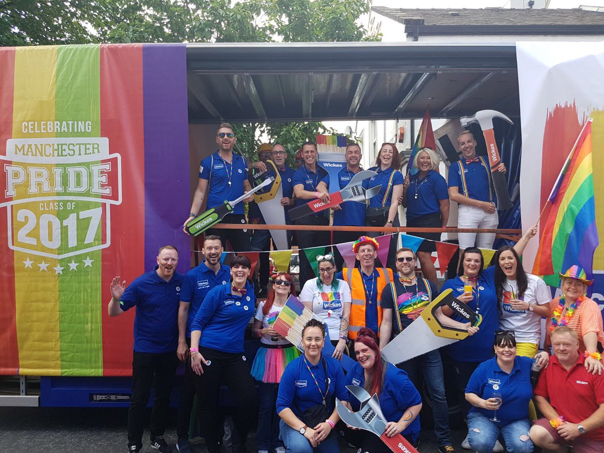 Our team are at @ManchesterPride today, come & say hi if you're at the event! Happy Pride from all of us! #LetsDoItWithPride #WickesPride