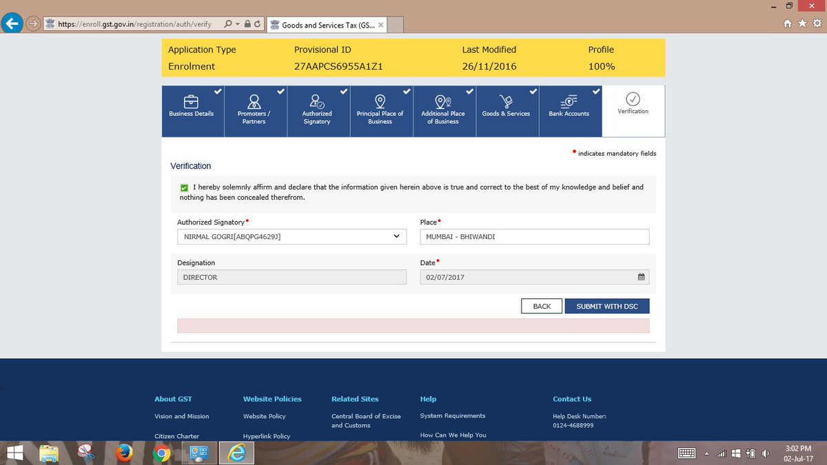niravaan's tweet photo. @GST_Helpdesk unable to submit the profile with DSC. Blank error occurred when signing and submit with DSC PFA screenshots https://t.co/x6Gu2pFoVN