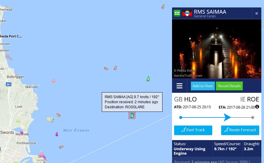 RMS SAIMAA _ Destination: #Rosslare #Wexford Arriving from: GB, SANDBANK