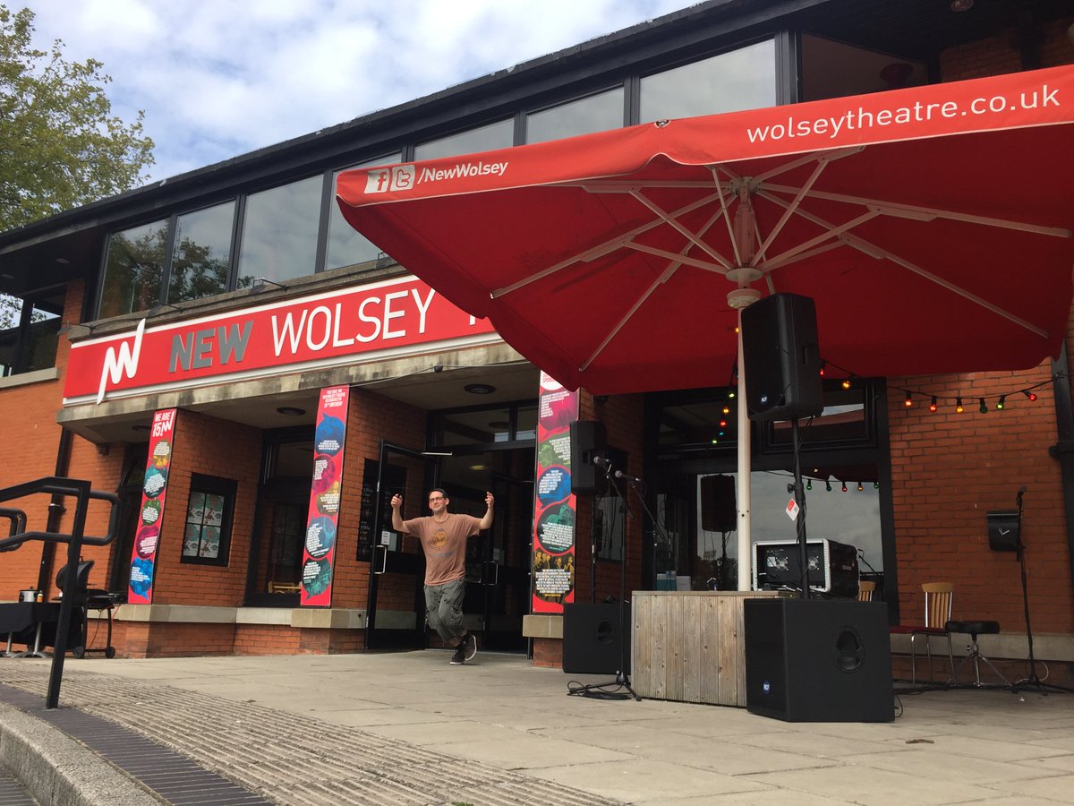 We're almost set up for todays Open Mic @NewWolsey Terrace! Grand piano is coming outside with beer and BBQ! 1.30 today! Come and play!