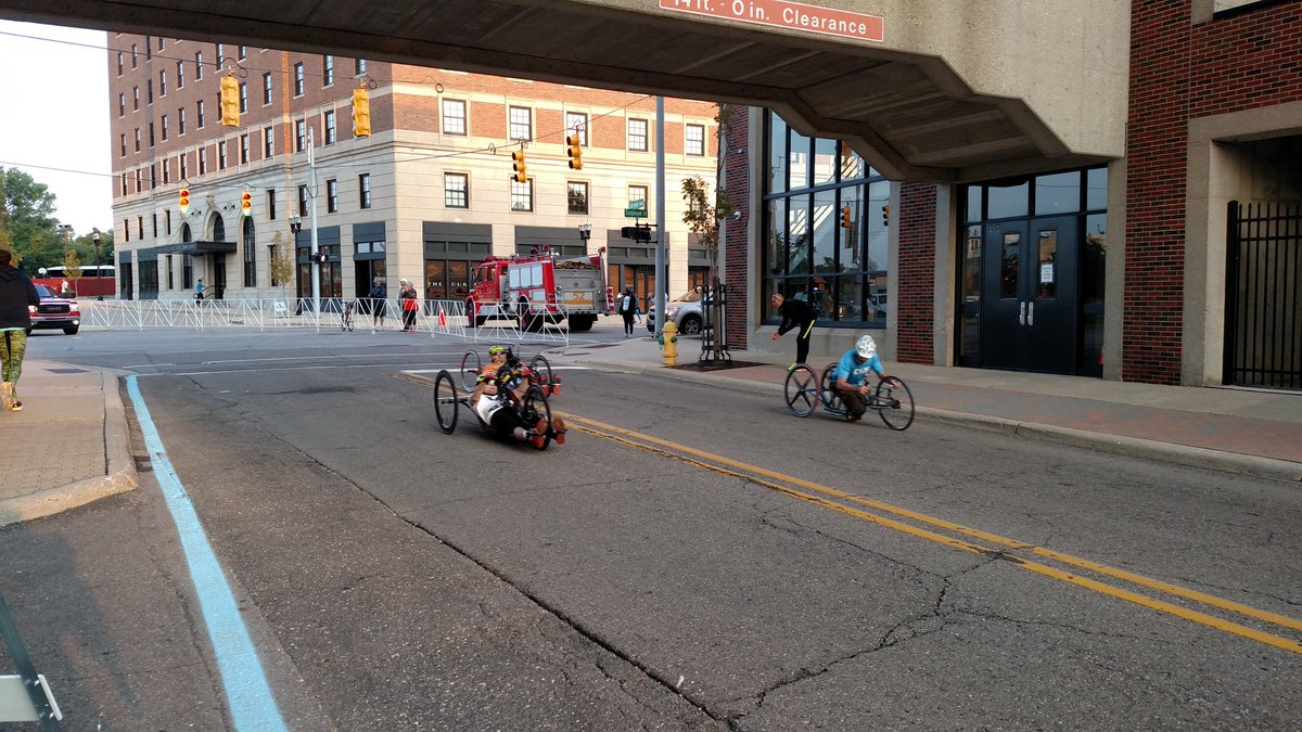 The <a href="/CrimFit/">Crim Fitness Fnd</a> wheelers race is under way! Here's a few competitors making the 1st turn. Detailed Crim coverage on <a href="/WNEMTV5news/">WNEM TV5 News</a> at 8am.