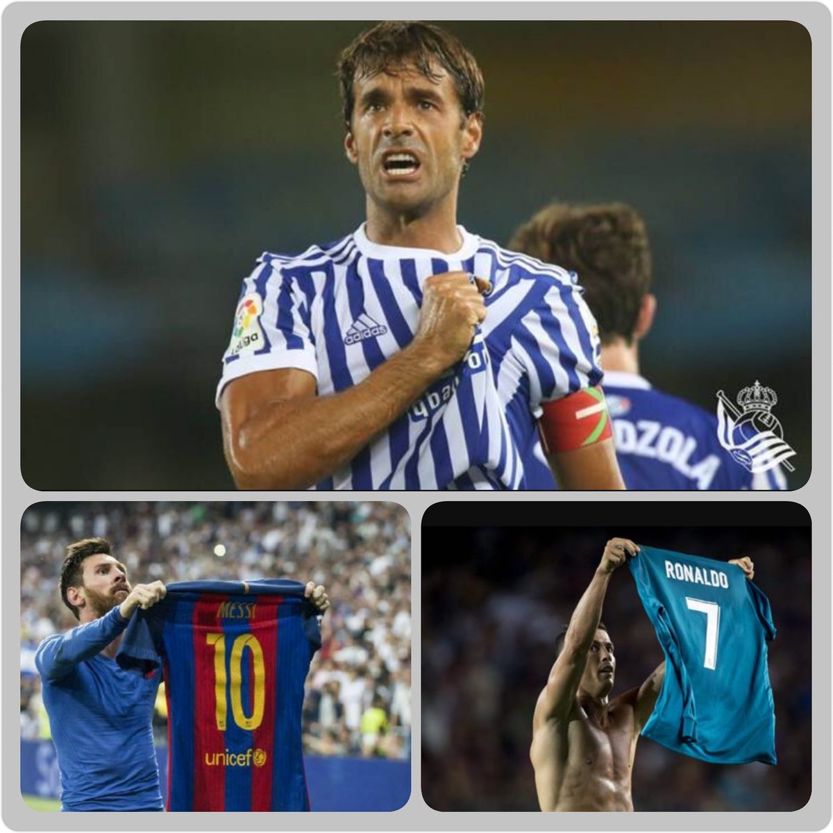 Ernes_tro's tweet photo. Abajo: 2 Mercenarios del futbol
Arriba: Xabi Prieto cogiendose el escudo de su club de toda la vida. La @RealSociedad .
#XP500 #OneClubMan https://t.co/PdMLl8yyVh