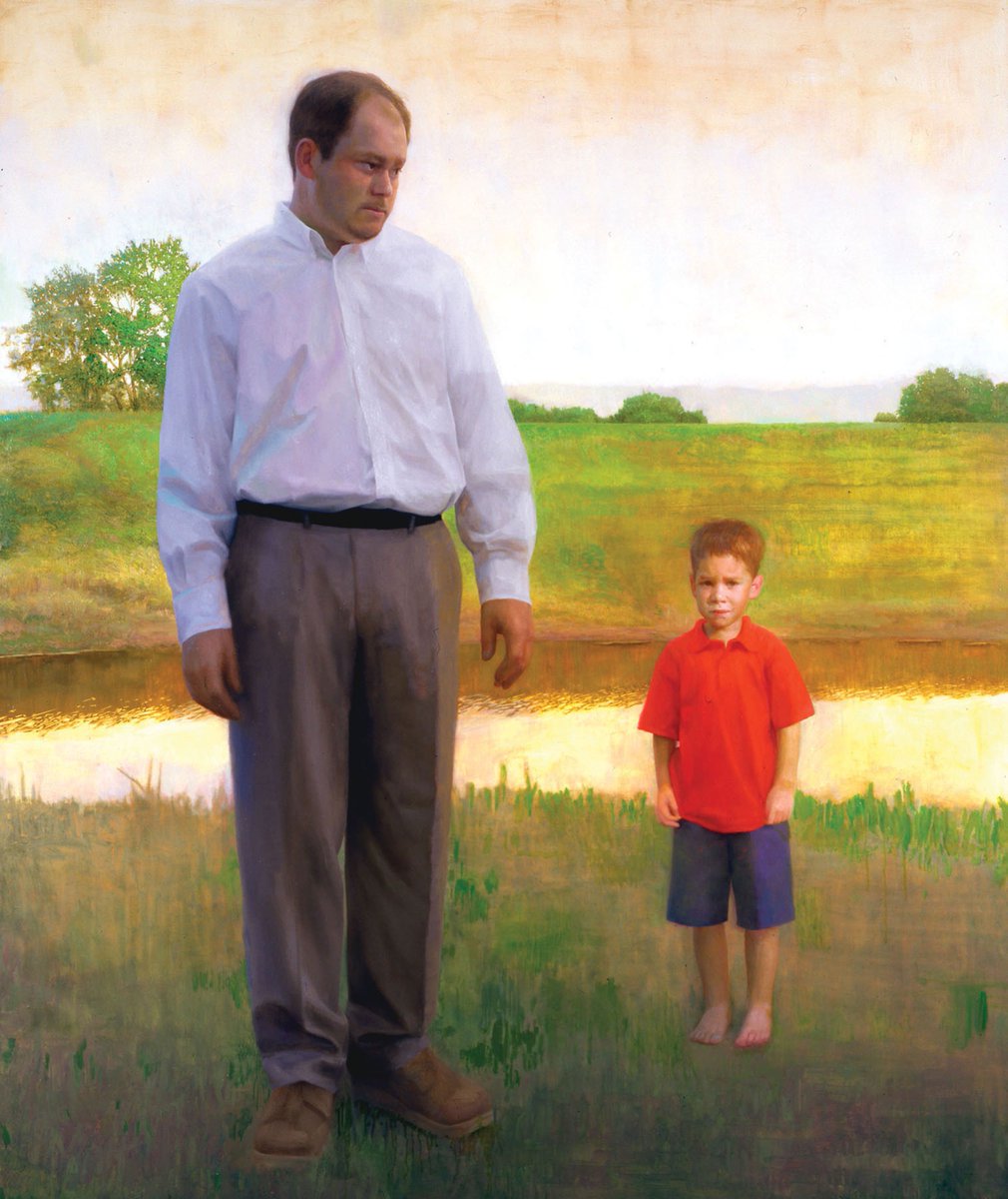 TheFIA's tweet photo. Bryan Leboeuf, Father to Son, 2003. Oil on linen. 96 × 80 inches. Read more » https://t.co/mvsfvZh8Wi #flintarts #summer #FIADailyArtFix https://t.co/xzxzl9gBW5