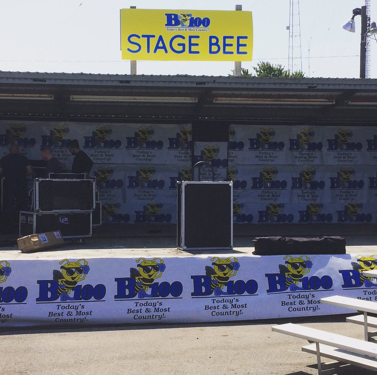 B100Country's tweet photo. Getting #StageBee set for @lucashoge & @StephanieQuayle tomorrow! Stephanie at 1 & 2:30 Lucas at 4 & 5:30! #B100Bday is gonna rock! https://t.co/XkIErXOgRc