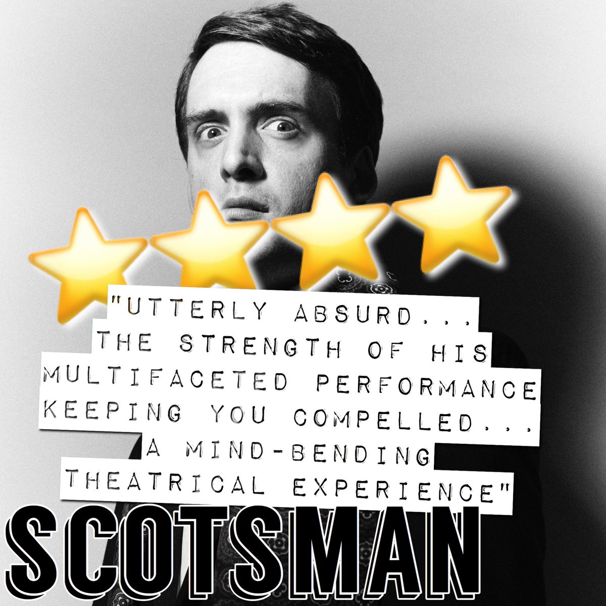 Another ⭐️⭐️⭐️⭐️ for <a href="/GDogged/">Graham Dickson</a> &amp; THE NARCISSIST from <a href="/TheScotsman/">The Scotsman</a>!! Just today &amp; tomorrow left, 8.10pm: underbellyedinburgh.co.uk/whats-on/graha…