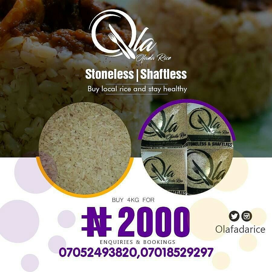 olaofadarice's tweet photo. Ofada rice at its best
#shaftless and #stoneless
Buy local and stay healthy 🙌
We deliver nationwide 🚚 https://t.co/OOBeVXjr9V