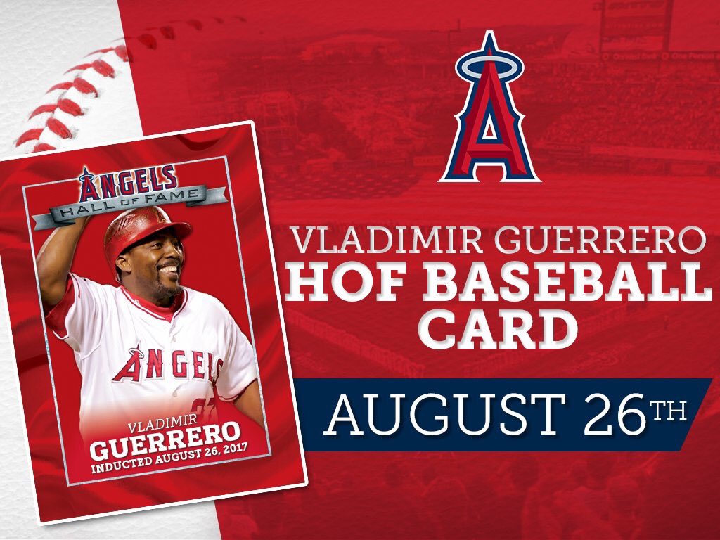 Angels's tweet photo. Tonight, celebrate @VladGuerrero27's induction into the #AngelsHOF & get a HOF Baseball Card, while supplies last: https://t.co/iSBrGoHJh3 https://t.co/IdbMPPtVXa