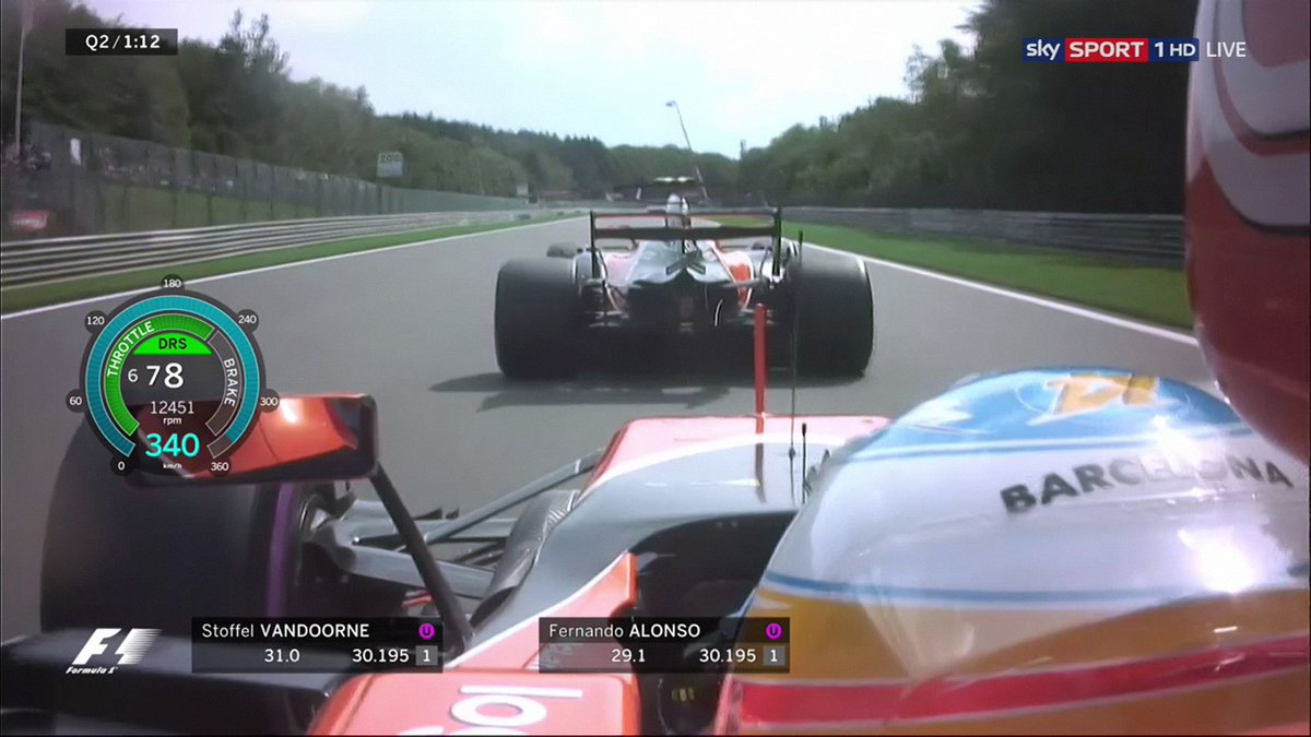 Mattzel89's tweet photo. 340 with draft. That Honda is about to blow up #BelgianGP #F1 https://t.co/7Eae2y0fgM
