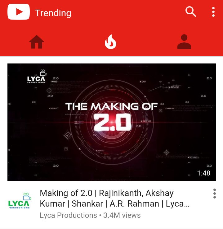 Rajini_RFC's tweet photo. #2Point0 Making Video Crossed 3.4M Views & 129K Likes In 24hrs Trending 1st @YouTubeIndia @rameshlaus @rajumahalingam @LMKMovieManiac https://t.co/4vVrcgCfsX