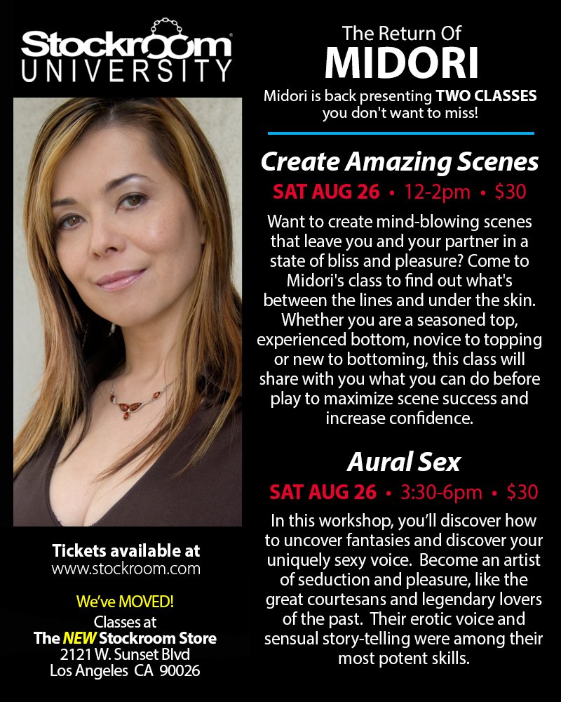 StockroomEvents's tweet photo. TODAY at @Stockroom_com ! Aural Sex &amp; Creating Scenes with @PlanetMidori  https://t.co/9TMkuthhYm https://t.co/SEvPZQWfGx