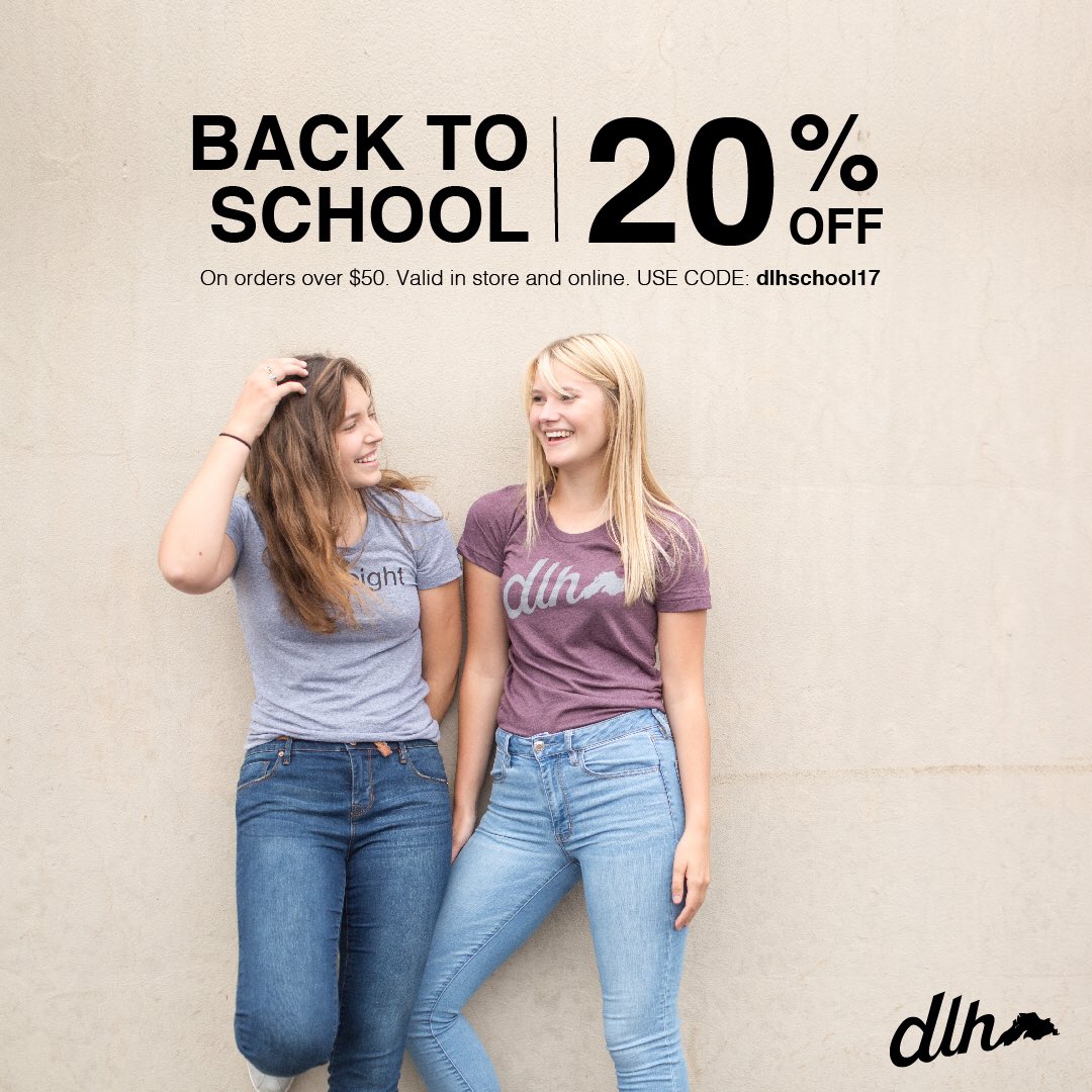 Love getting a deal? So do we! 20% off purchases of $50 or more. Offer valid thru 8/28 dlhclothing.com/shop