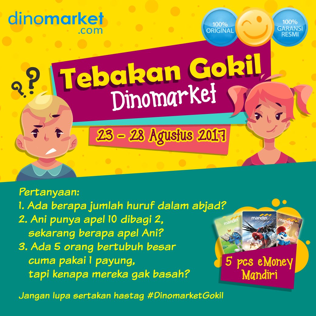 DINOMARKET's tweet photo. RETWEET. Yuk ikutan Tebakan Dinomarket di INSTAGRAM. FOLLOW skrng, jawab pertanyannya &amp; dptkan hadiahnya. Klik https://t.co/Ziui4m4Scu https://t.co/qHSW3xXu7r