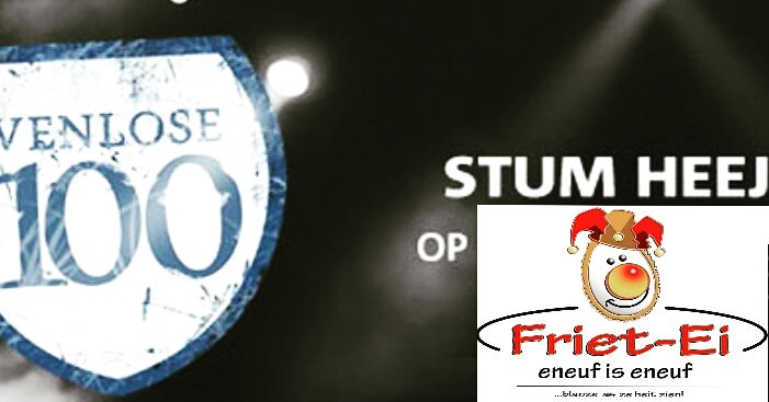 Nog eine dan en Venlo, Venlo van <a href="/FrietEi/">Friet-Ei Venlo</a> staon auk in de lies van de Venlose 100.

Stum op os: joeksdj.nl/Venlose100/