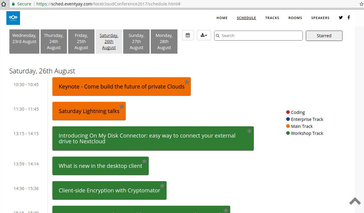 mariobehling's tweet photo. We've published the #nextcloudconf #schedule as @eventyay @fossasia webapp here https://t.co/TEvQXrIu5m Enjoy! @Nextclouders @jospoortvliet https://t.co/lKn1T9qN7B
