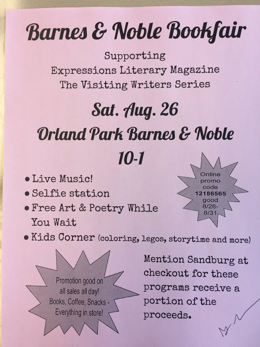 CSHSExpressions's tweet photo. Looking for something to do today? Come to Barnes&amp;Noble to support the Lit Mag &amp; Visiting Writers Series. @SandburgHS https://t.co/UYUvDr6tDG