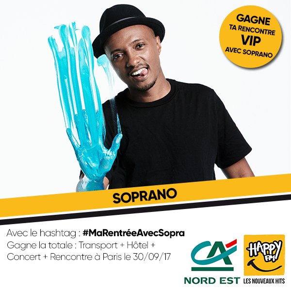 HappyFM_Off's tweet photo. Qui aura la chance de rencontrer @Sopranopsy4 le 30 sept 2017 à Paris avec Happy FM ? Réagis avec le hashtag : #MaRentréeAvecSopra 📱 https://t.co/Osehfh7q5E