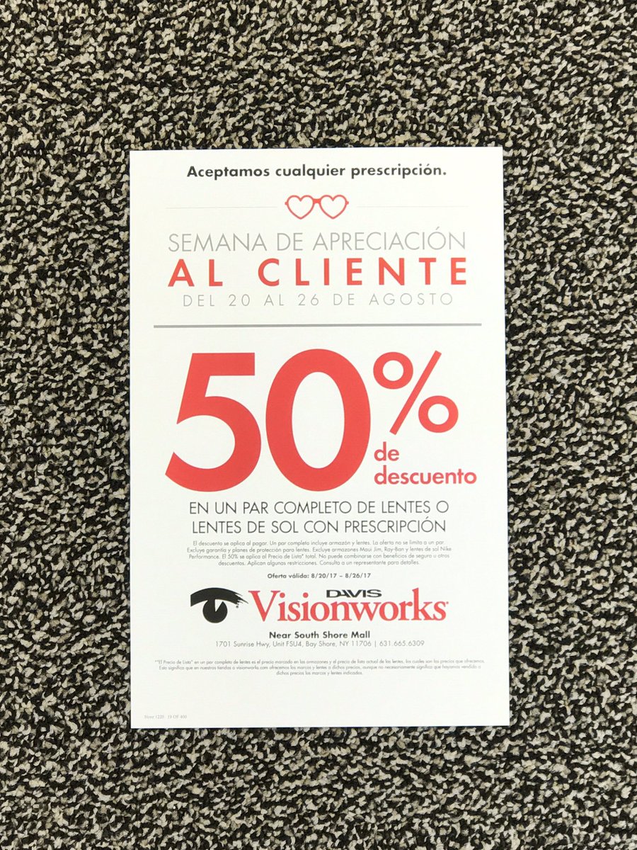 SVisionwork's tweet photo. Hoy es el último día ⏳para recibir 50 por ciento de #descuento en sus #nuevos pares de #espejuelos 👓 #lentes #ThankuThankuVeryMuch #gracias https://t.co/k39OjVwtM8