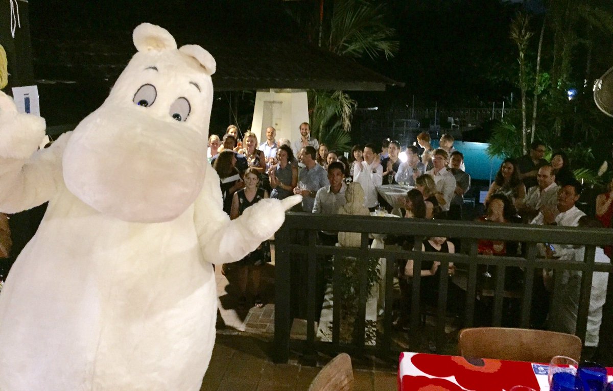 SF100SG's tweet photo. #finnishyourdinner is in full swing in Singapore. #muumin #sf100sg #abloy #lesswine #delouissg #lapinkultasg #marimekkosg #jaxsbistro https://t.co/COYA6DHlb1