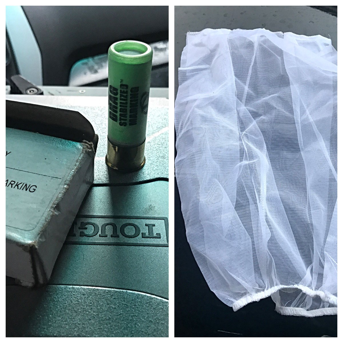 5_0AnthO's tweet photo. Today on police tools we use, left Drag Stabilized Marking Round aka (Bean Bag round) and a spit mask. #policetools https://t.co/zdeIuNEPeN