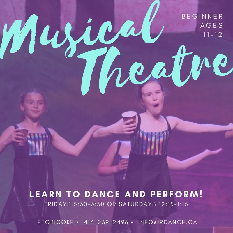 Only a few spots in our Musical Theatre classes! Register now at IRDance.ca #IRDance #EtobicokeDance #YouthDance #MusicalTheatre #DanceClass