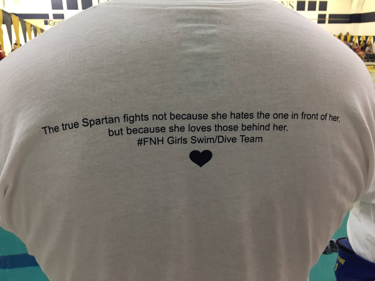 FNHPrincipal's tweet photo. Love the message of this year's Spartan Swim&Dive t-shirts. #TrueSpartans @FNHRowdyCrowd @FNHswag @NDHSAA https://t.co/1LSF7h8Pu4