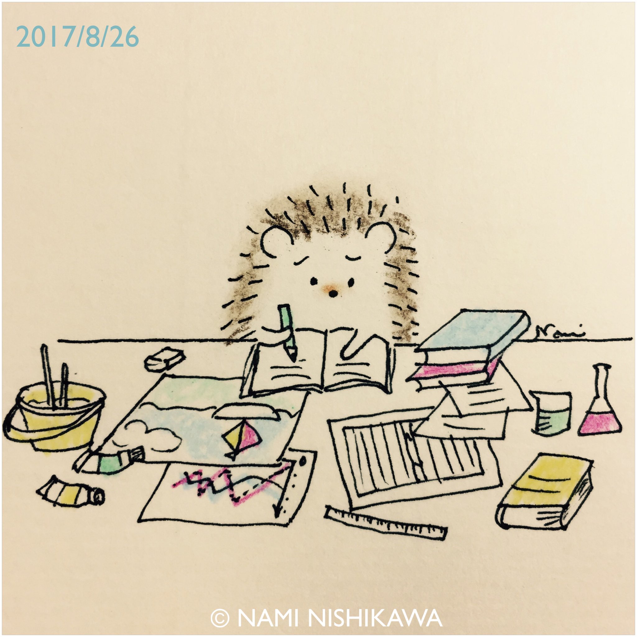 にしかわなみ なみはりねずみ 1260 ねぇ 夏休みの宿題終わった Have You Already Finished Your Summer Homework Illustration Hedgehog イラスト ハリネズミ 夏休みの宿題 なみはりねずみ T Co Tytigelvgh Twitter