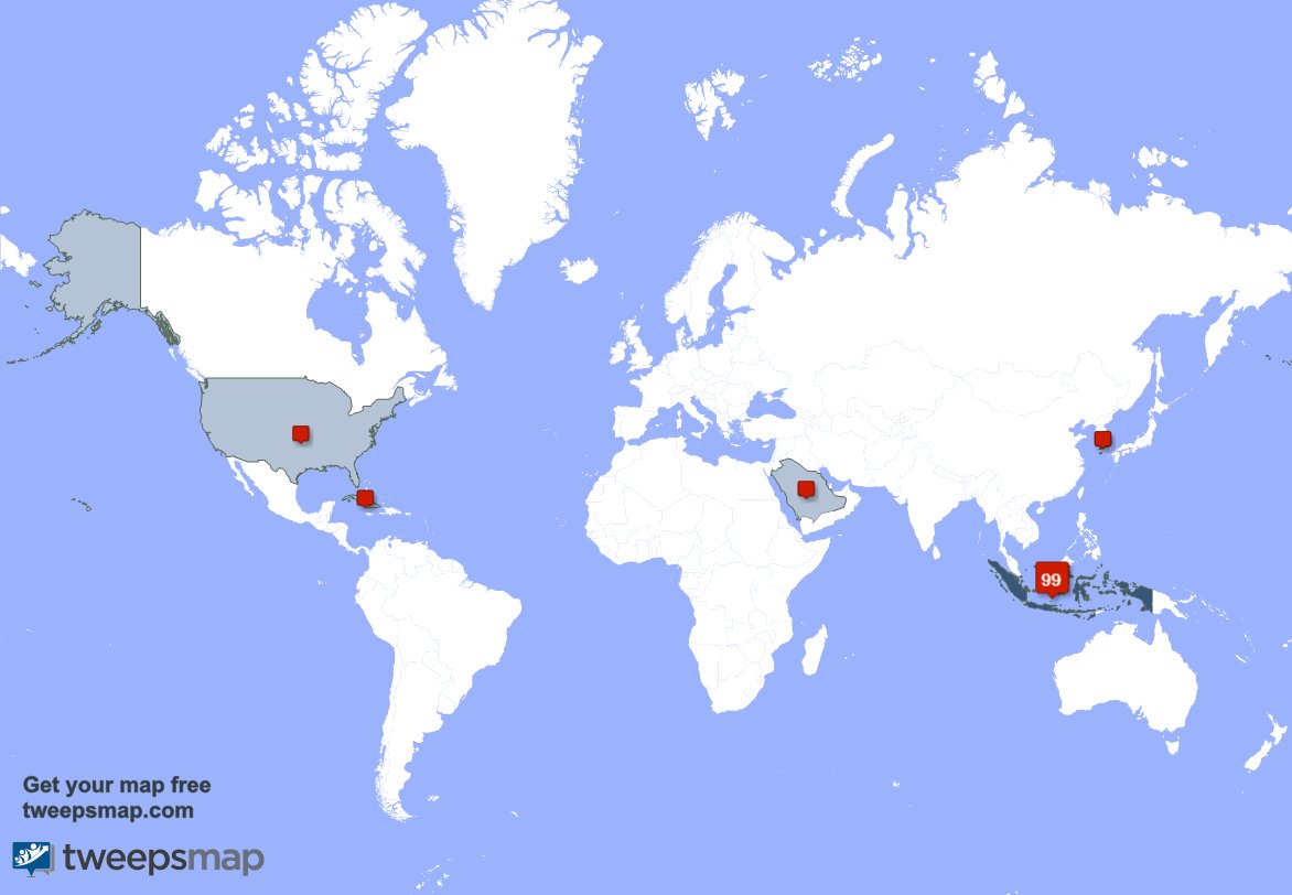 I have 3 new followers from Indonesia last week. See tweepsmap.com/!KorwilFastpay