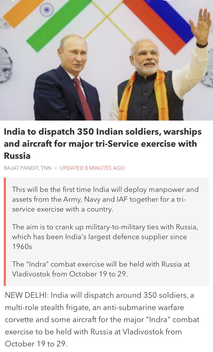 majorgauravarya's tweet photo. Right move at right time. Sends a message to China, US &amp; Pak. Russia helped us when the world turned its face away. Let's keep Russia close. https://t.co/2G1ldgeDE3