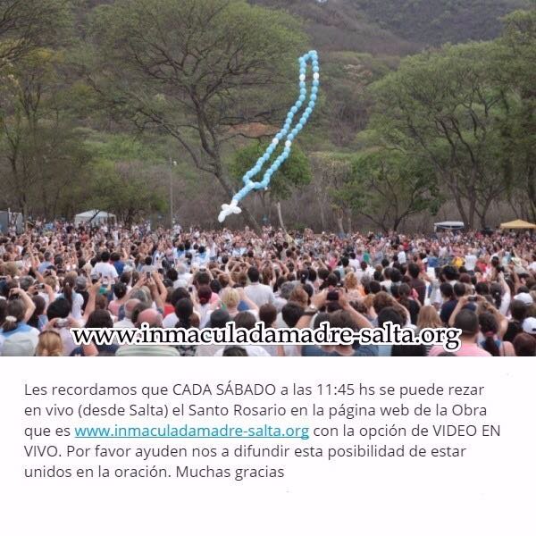 PEREGRINASALTA's tweet photo. 👉 Como todos los sábados, HOY 12 hs, te invitamos a rezar 🙏 juntos 👪 el #SantoRosario desde el Santuario⛪#IMDCEdJ 🇦🇷
https://t.co/Hpu7GT3RgR https://t.co/DWeZYOZcbX