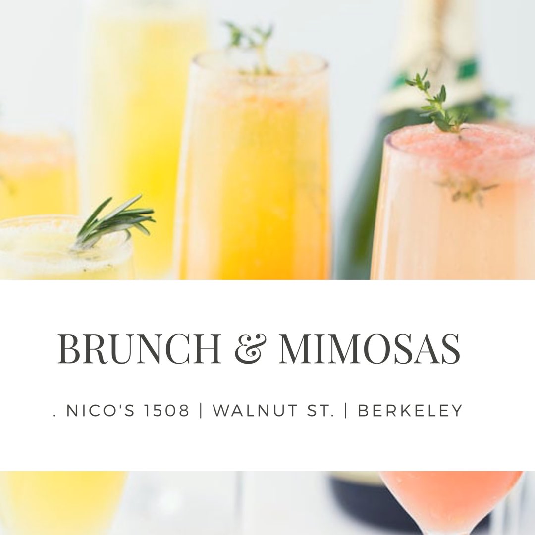 nicosberkeley's tweet photo. Join us for #brunch and #bottomlessmimosas until 3pm! #NewMenu #berkeley #gourmetghetto https://t.co/X0PJ2nReh0