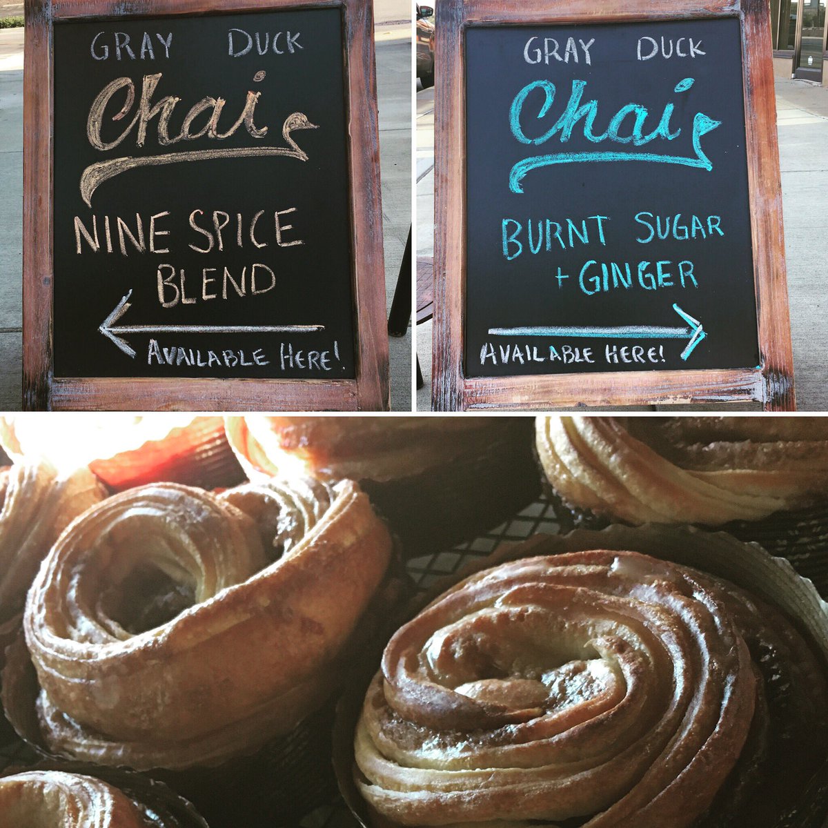 briochekc's tweet photo. It's pretty easy to give @GrayDuckChai some love, because we LOOOOVE their chai, especially paired with one of our Brioche Cinnamon Rolls 😉 https://t.co/ijGucUXGrg