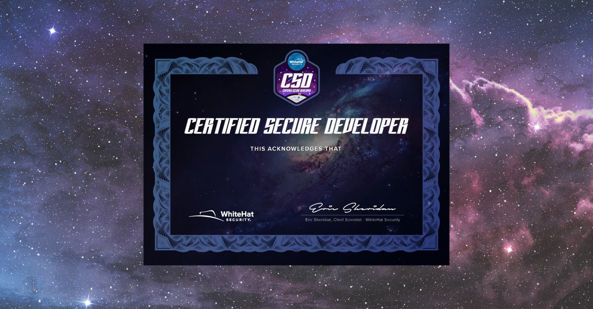 Become a WhiteHat Certified Secure Developer! Just complete the 5 courses &amp; pass the test whitehatsec.com/events-categor…
