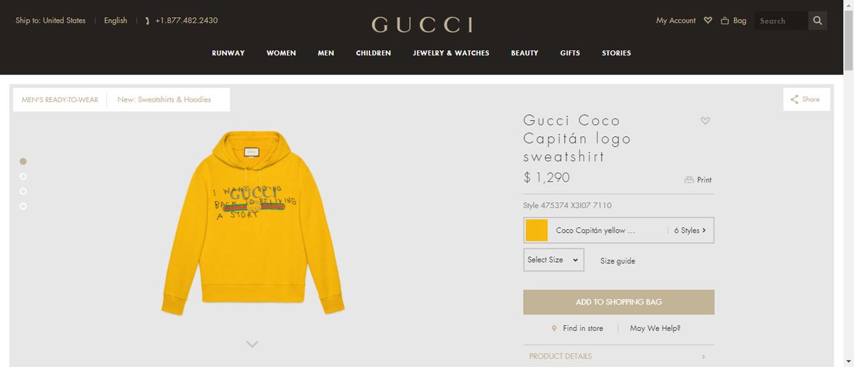 gucci coco capitan hoodie yellow