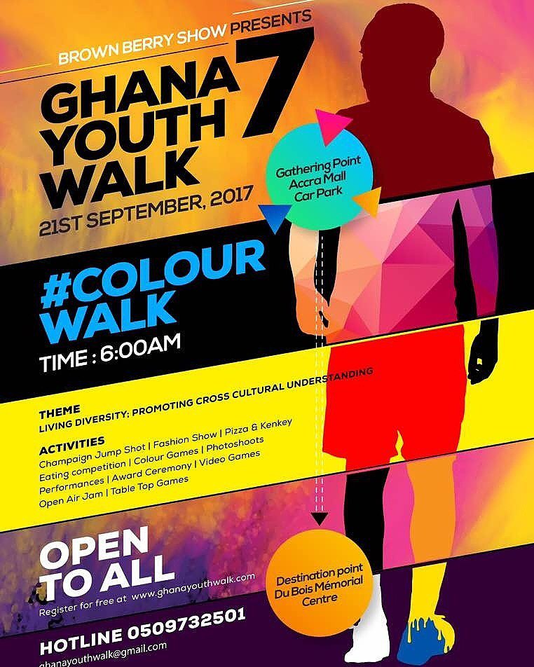 CampusKonnectUG's tweet photo. It's the official flyer. Ff @ghanayouthwalk on all platforms 
for more info.
It's on 21st September, 2017
#GhanaYouthWalk #ColourWalk https://t.co/mGfd2GaWMQ