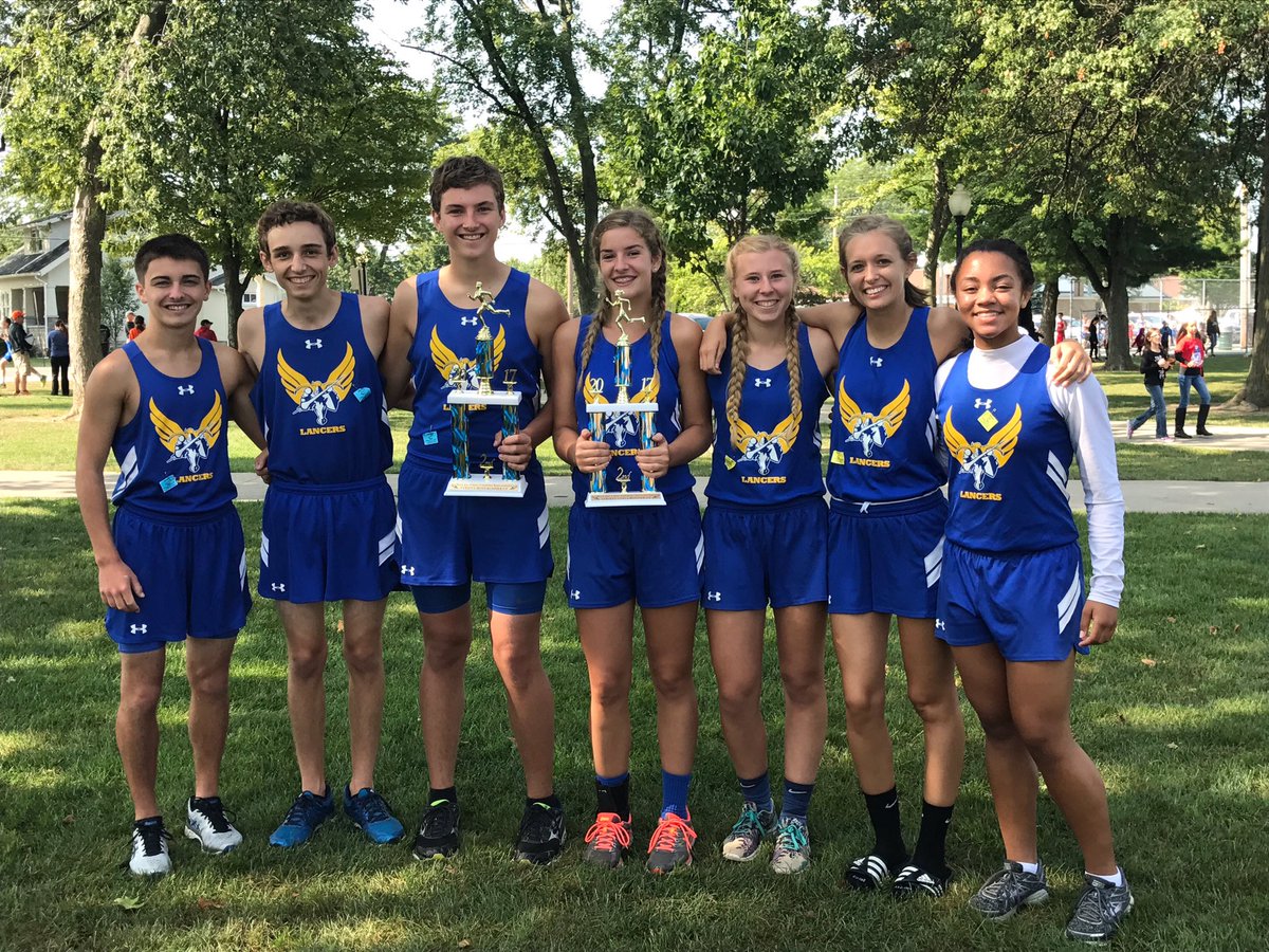 The seniors enjoying their last first race with both teams earning second place!! Go Lancers!