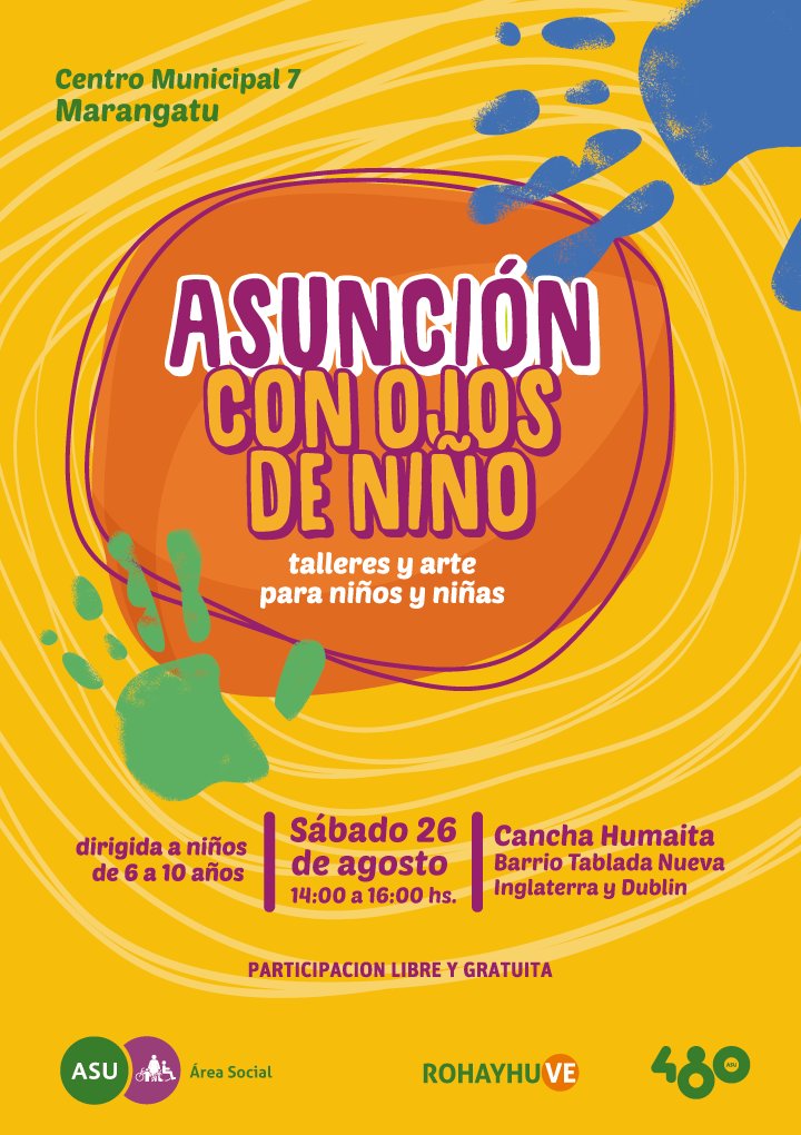 AreaSocialMuni's tweet photo. Una oportunidad maravillosa para que los niños y niñas potencien su imaginación.
Cancha Humaitá del Barrio Tablada Nueva
14 hs
#ASU480 https://t.co/1XbMc9k0Ry