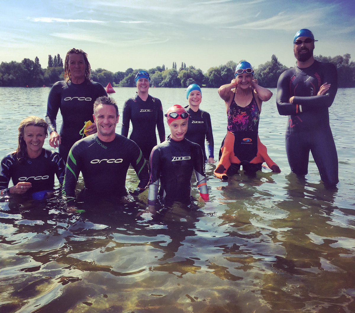 SwimLabUK's tweet photo. The faces of my morning #openwater #swimgroup this morning having just discovered heir #swimcore. Next one 27/8/17 @sheppertonswim 10am https://t.co/bK4SCuyMCR